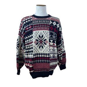 Vintage Woods & Gray Men’s Red/Black Snowflake Knit Sweater Coziest Fit Sz 2X